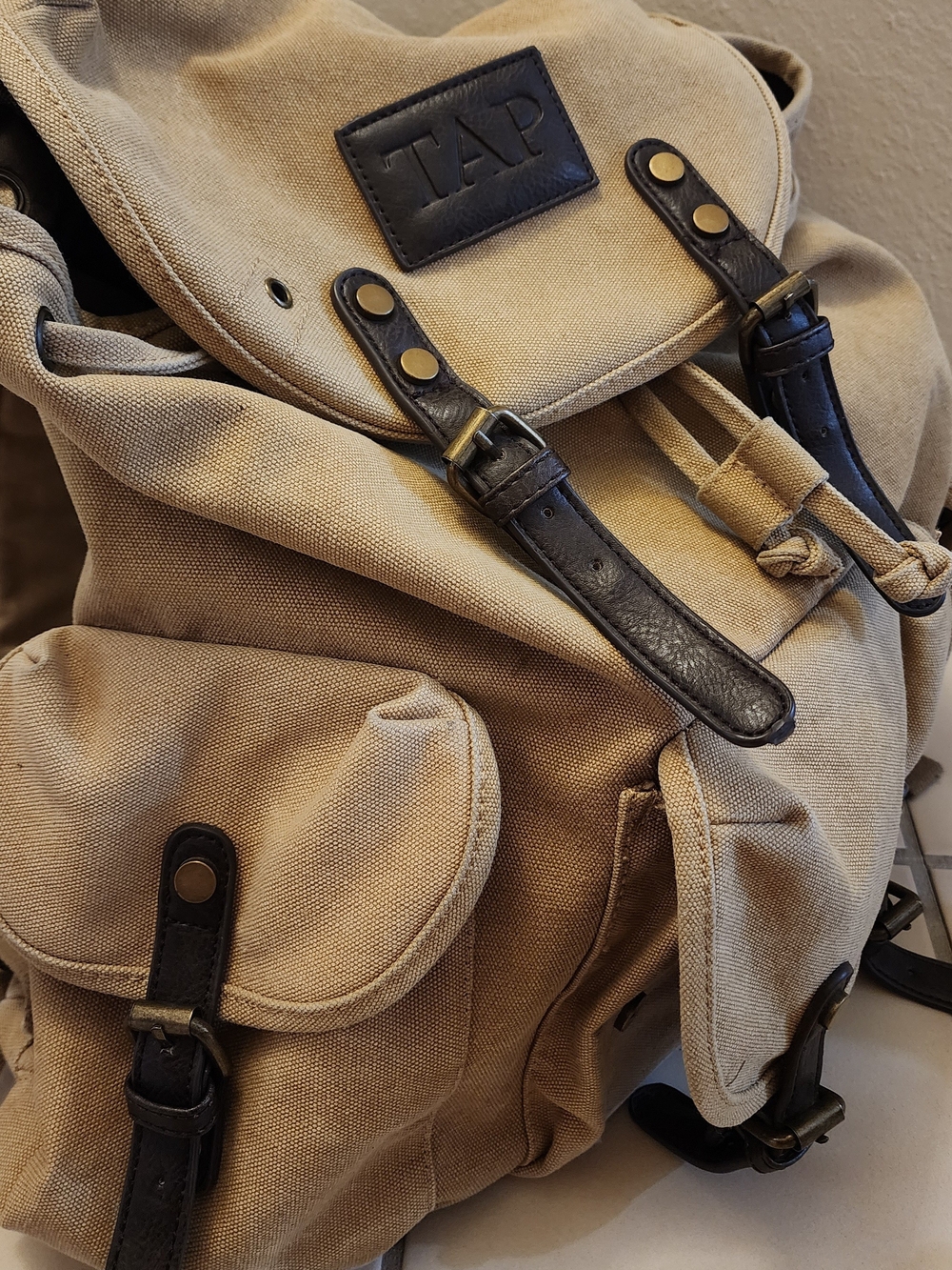 TAP Canvas Backpack in Tan - Picture 3 of 7